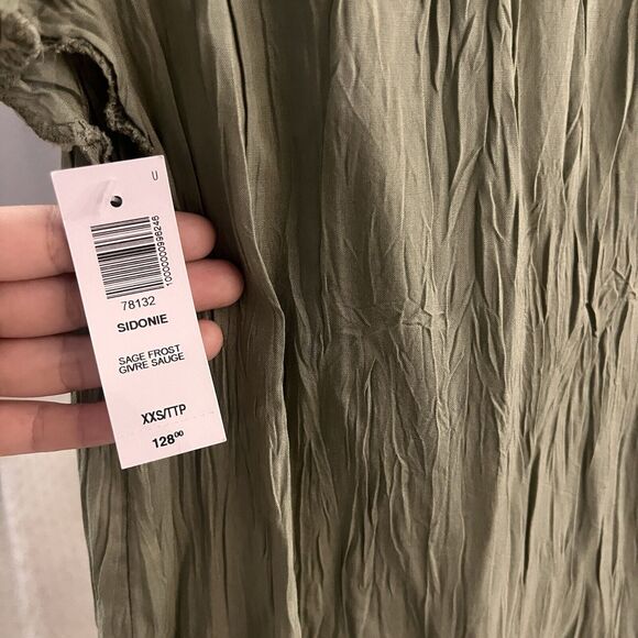 Women's WILFRED SIDONIE DRESS Sage Green Ruffle A Line Size XXS - Picture 3 of 6